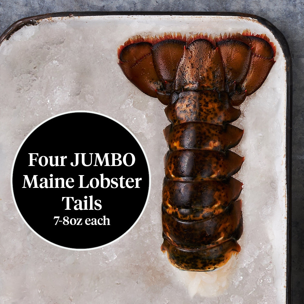 4 JUMBO Maine Lobster Tails (7oz - 8oz Each)