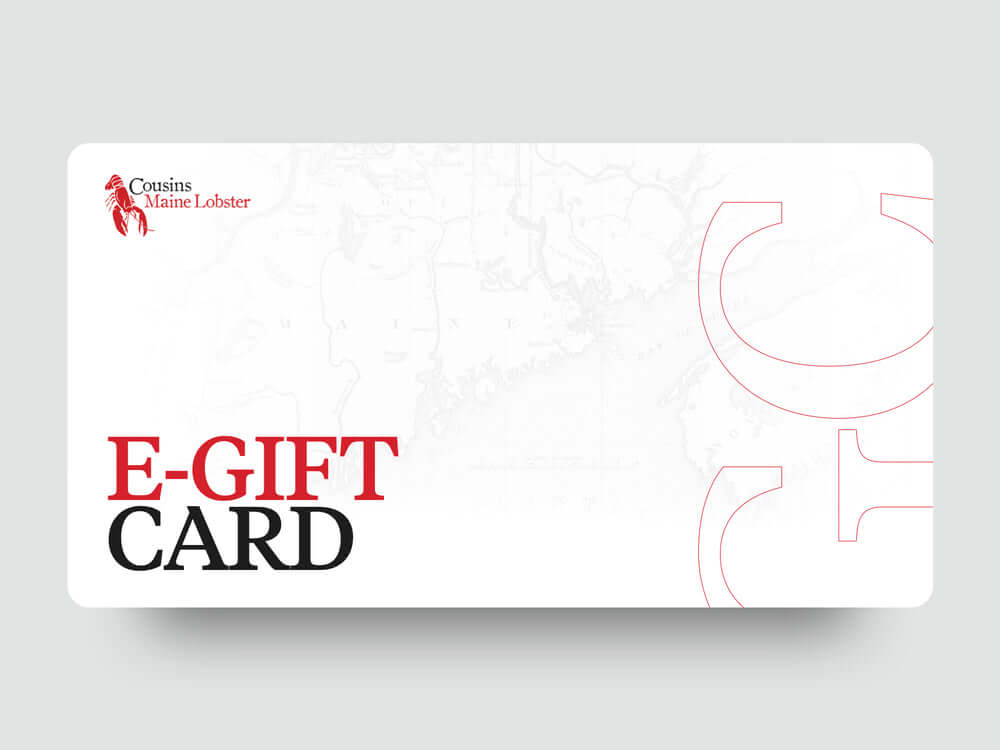 Cousins Maine Lobster e-gift card on a white background