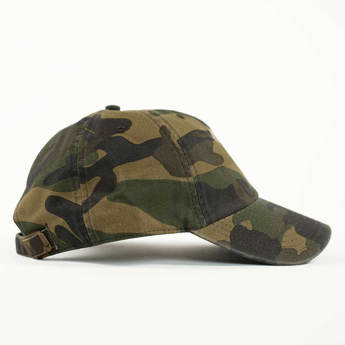 Camouflage baseball cap on a white background